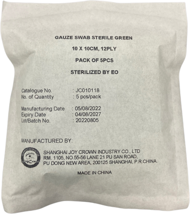 Gaze Tampon Stérile Vert 10 X 10cm 12ply